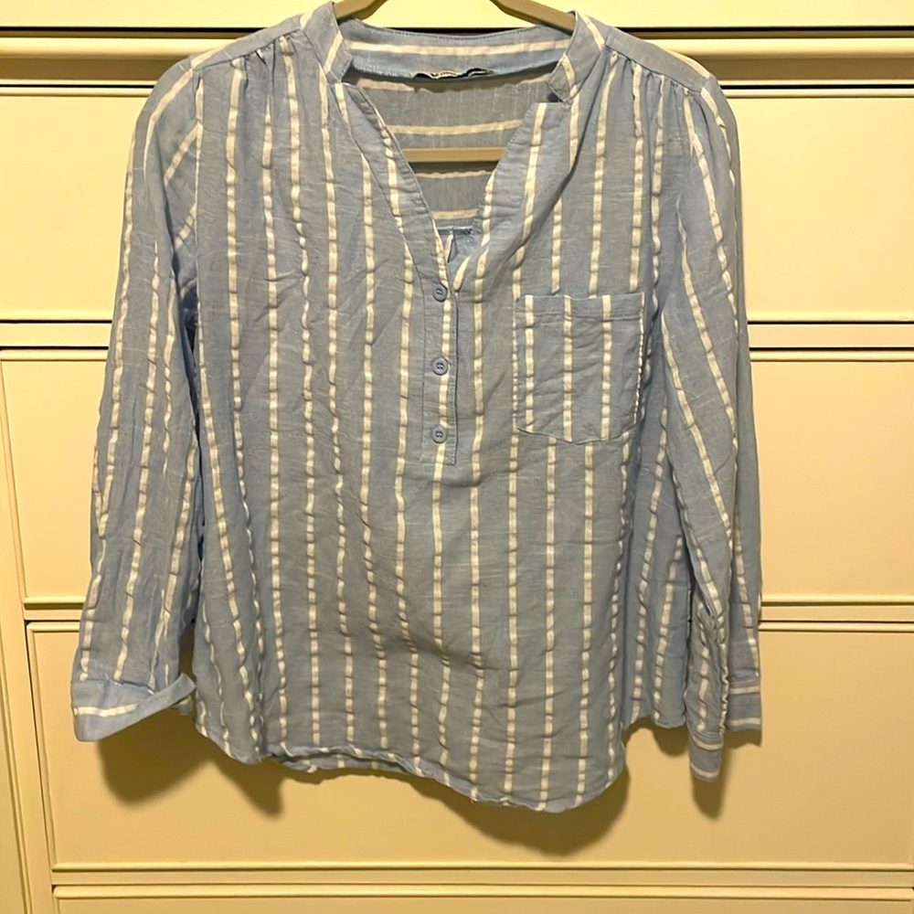 Baby Blue and White Stripped Shirt